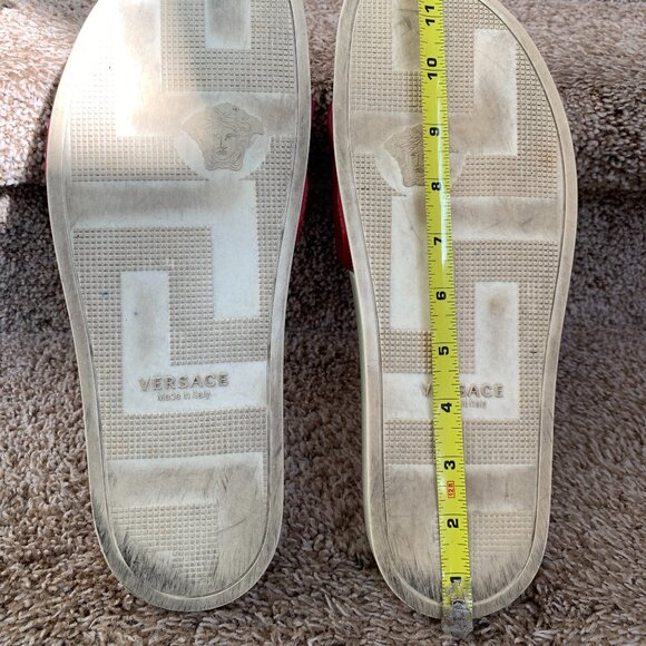Versace Men's Red Rubber Slides - Picture 11 of 12